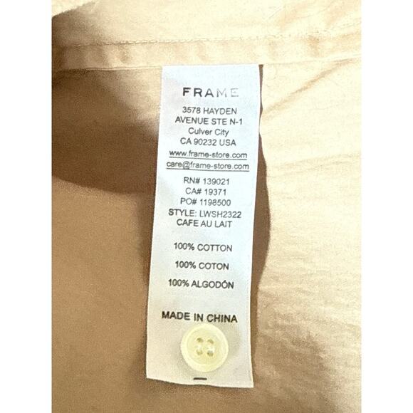 FRAME The Standard Long Sleeve Button Down Shirt In Cafe Au Lait Tan Small - Picture 8 of 9